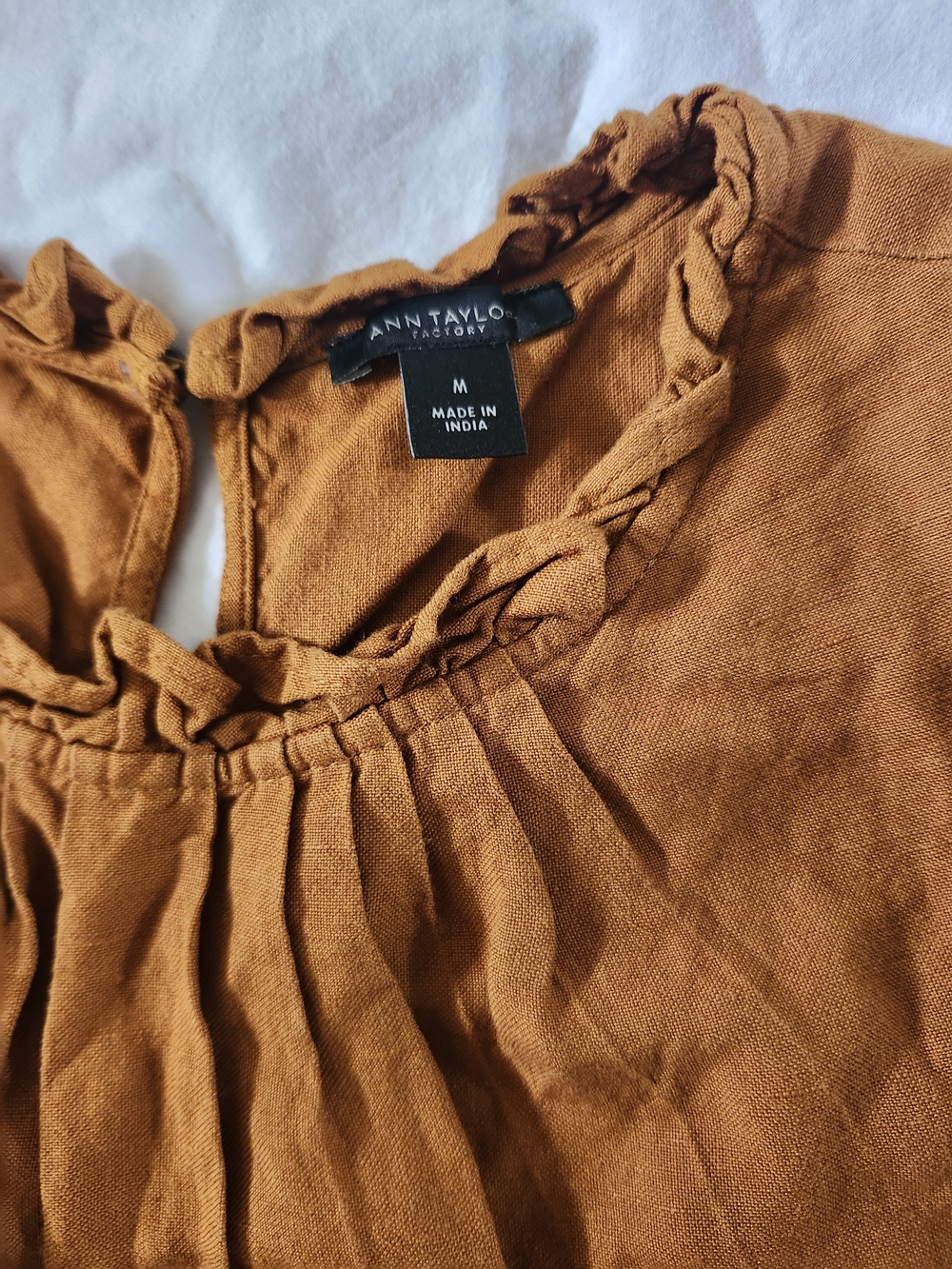 Woven Linen Ruffle Sleeveless Top - Rust - Picture 2 of 6